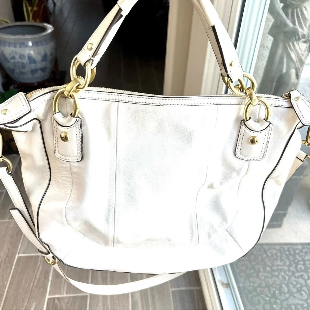 Coach Vintage Plaid Beige Leather Shoulders/Crossbody/Satchels Bag